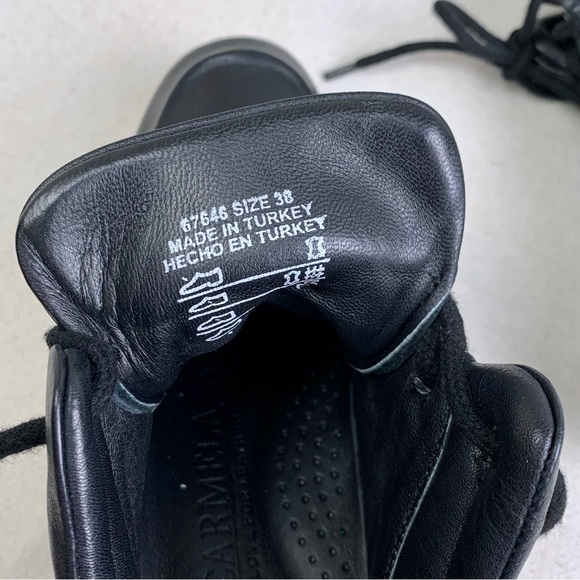 HAYDEN Black Leather Platform Wedge Sneakers CARMELA - Picture 13 of 14